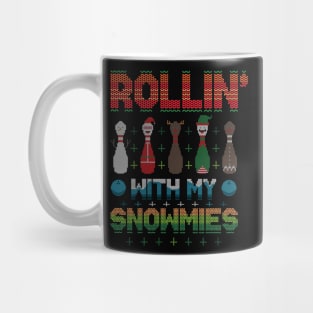 Funny Rollin' With My Snowmies Christmas Bowling Women Kids Mug